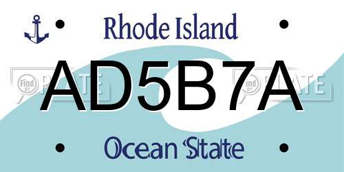 AD5B7A Rhode Island License Plate