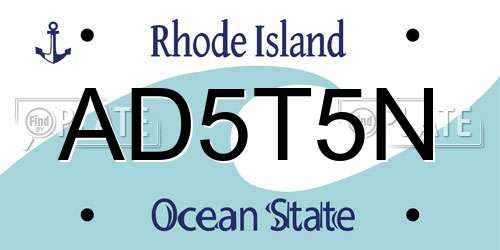 AD5T5N Rhode Island License Plate
