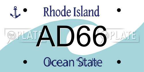 AD66 Rhode Island License Plate