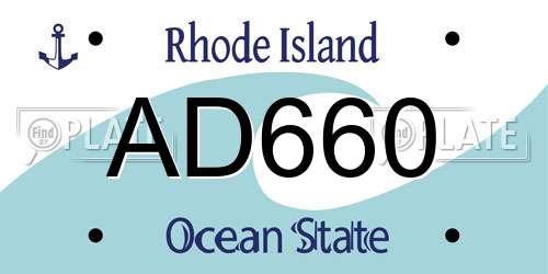 AD660 Rhode Island License Plate