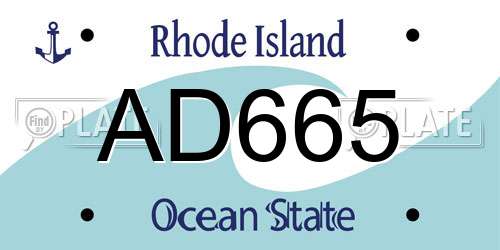 AD665 Rhode Island License Plate
