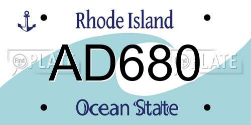 AD680 Rhode Island License Plate