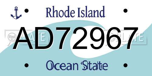 AD72967 Rhode Island License Plate