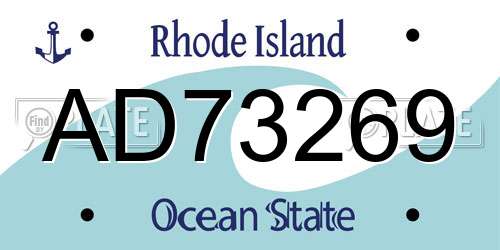 AD73269 Rhode Island License Plate