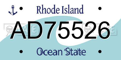 AD75526 Rhode Island License Plate