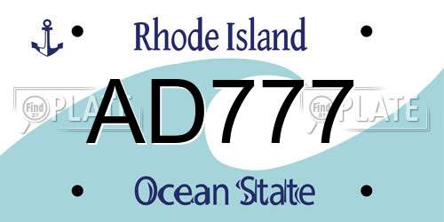 AD777 Rhode Island License Plate