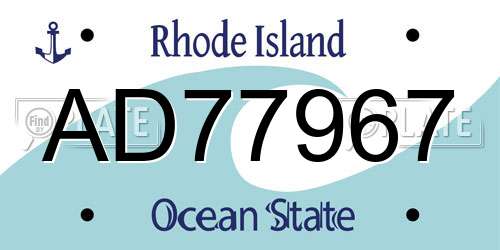 AD77967 Rhode Island License Plate
