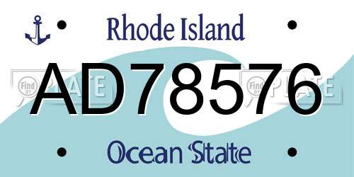 AD78576 Rhode Island License Plate