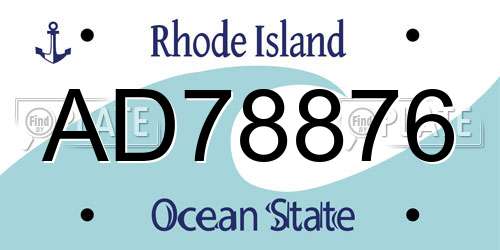 AD78876 Rhode Island License Plate