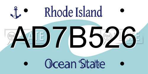 AD7B526 Rhode Island License Plate