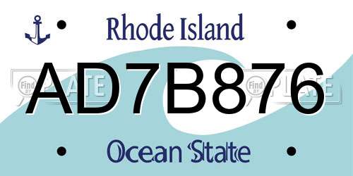 AD7B876 Rhode Island License Plate