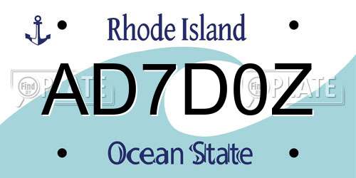 AD7D0Z Rhode Island License Plate