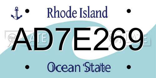 AD7E269 Rhode Island License Plate