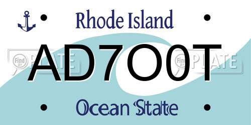 AD7O0T Rhode Island License Plate