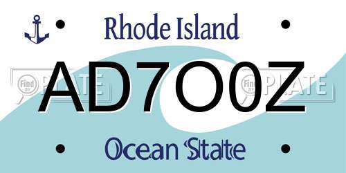 AD7O0Z Rhode Island License Plate