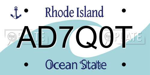 AD7Q0T Rhode Island License Plate