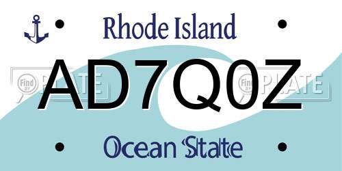 AD7Q0Z Rhode Island License Plate