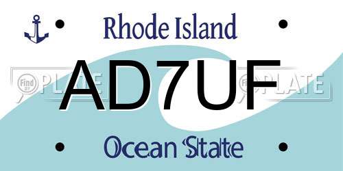 AD7UF Rhode Island License Plate