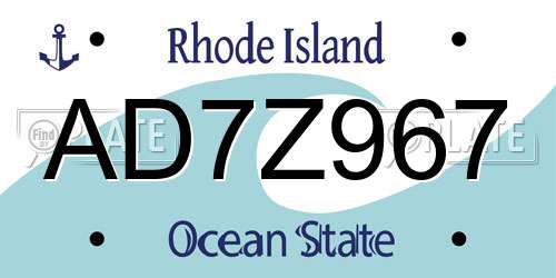 AD7Z967 Rhode Island License Plate