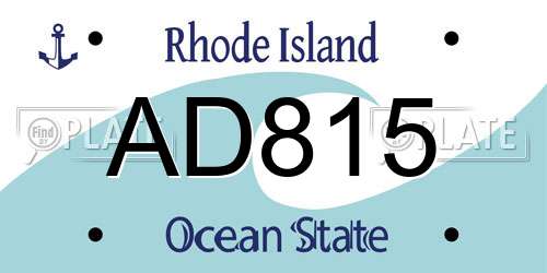 AD815 Rhode Island License Plate