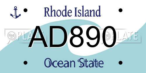 AD890 Rhode Island License Plate