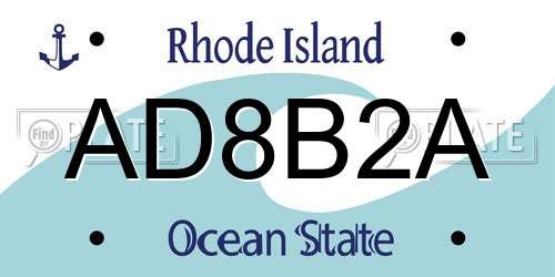 AD8B2A Rhode Island License Plate