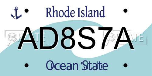 AD8S7A Rhode Island License Plate