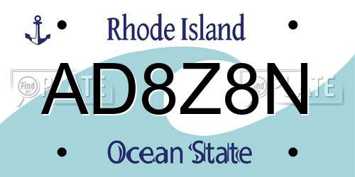 AD8Z8N Rhode Island License Plate