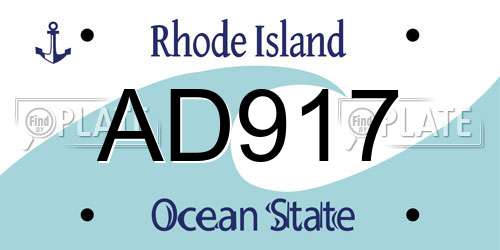 AD917 Rhode Island License Plate