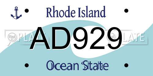 AD929 Rhode Island License Plate