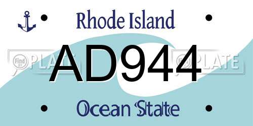 AD944 Rhode Island License Plate