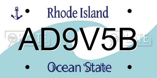 AD9V5B Rhode Island License Plate