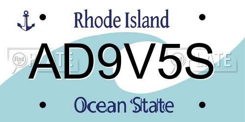 AD9V5S Rhode Island License Plate