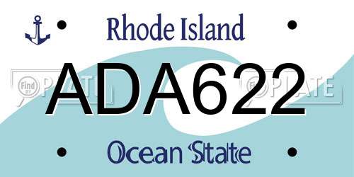 ADA622 Rhode Island License Plate