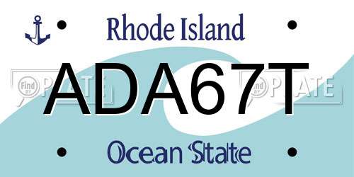 ADA67T Rhode Island License Plate