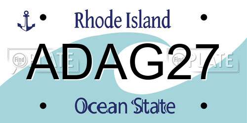 ADAG27 Rhode Island License Plate