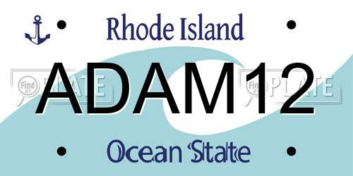 ADAM12 Rhode Island License Plate