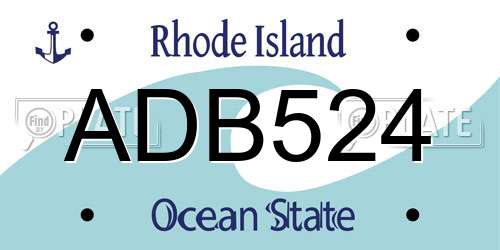 ADB524 Rhode Island License Plate
