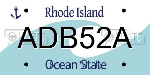 ADB52A Rhode Island License Plate