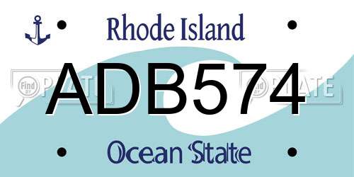 ADB574 Rhode Island License Plate