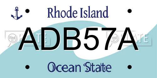 ADB57A Rhode Island License Plate