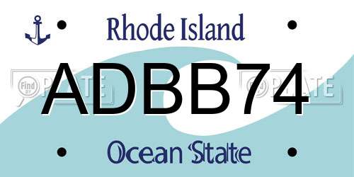 ADBB74 Rhode Island License Plate