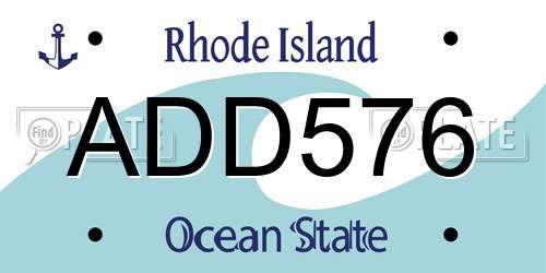 ADD576 Rhode Island License Plate