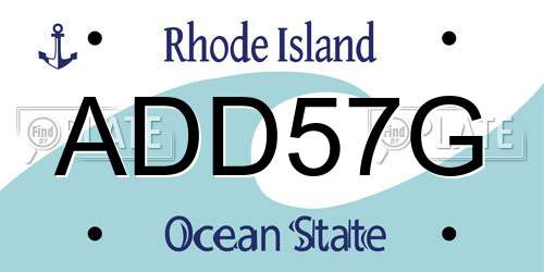 ADD57G Rhode Island License Plate