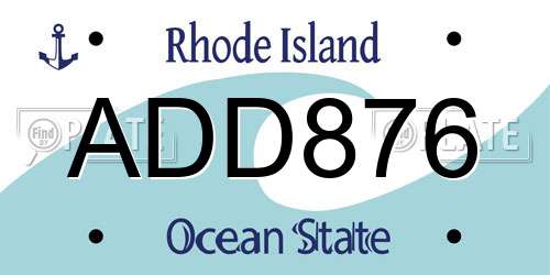 ADD876 Rhode Island License Plate