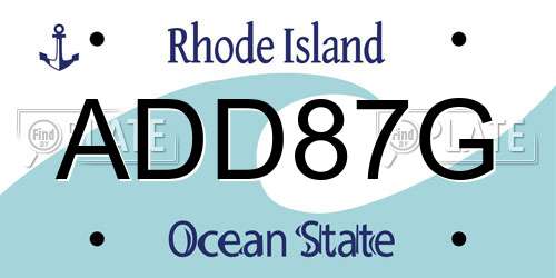 ADD87G Rhode Island License Plate