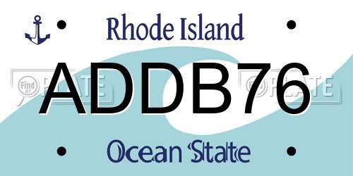 ADDB76 Rhode Island License Plate