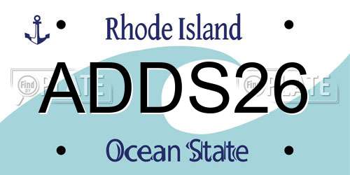 ADDS26 Rhode Island License Plate