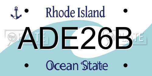 ADE26B Rhode Island License Plate