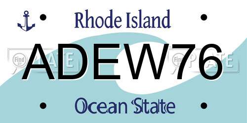 ADEW76 Rhode Island License Plate